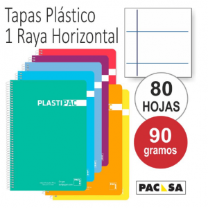 LIBRETA PLASTIC CUARTO RAYADA
